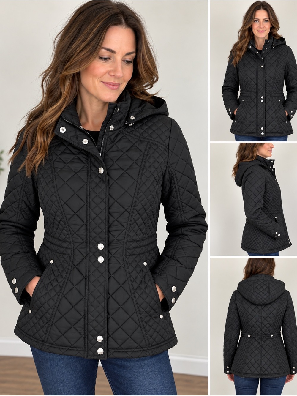 Weatherproof Black Quilted Hooded Coat Jacket Women’s Medium